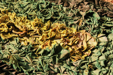 Shabby and dirty cushions of many colors