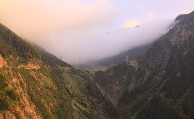 Transfagarasan road from Balea waterfall, Romania