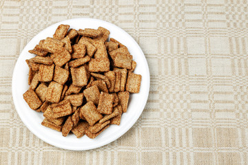 Flakes with cinnamon, top view