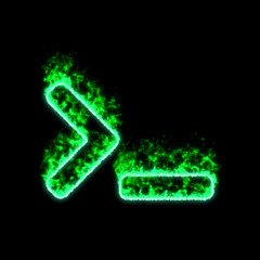 The symbol terminal burns in green fire