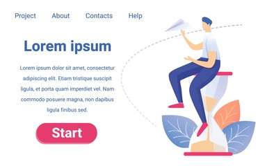 Cartoon Man Sit on Hourglass Running Sand, Launching Paper Plane Vector Illustration. Timer Clock Deadline Countdown Concept. Project Planning Service. Working Hour Productivity. Time Management
