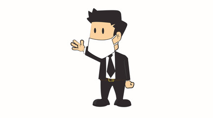 Vector Isolated Illustration of a Man in a suit wearing a medical mask