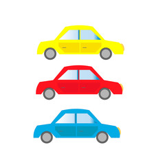 Set of three cars in different colors