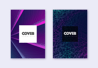 Hipster cover design template set. Neon abstract l