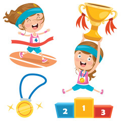 Little Girl And Championship Elements	