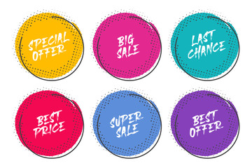 Set of grunge circles with halftone for promotion and commerce