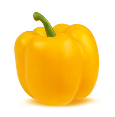 Fresh sweet pepper yellow bell isolated on white background with clipping path
