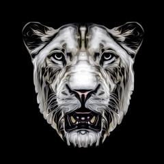 Tiger head with creative abstract element on white background 