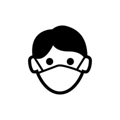 Icono plano hombre con máscara hospital en color negro