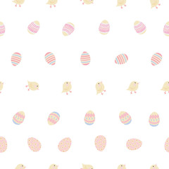 Vector Hand drawn Easter eggs horizontal seamless pattern.