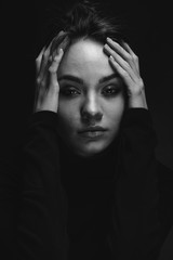 Fototapeta premium girl, black and white emotional portrait