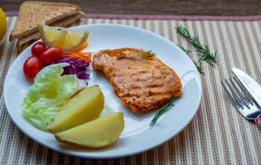 Healthy chicken breast steak. Clean food