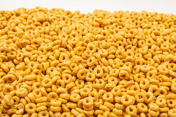 Corn-flakes background and texture. Top view.