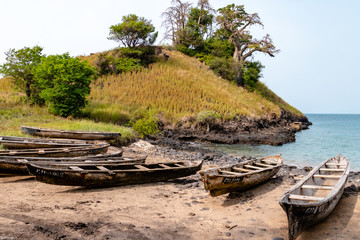 Fishing canoes at Lagoa Azul, Sao Tome and Principe