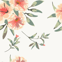 floral background with flowers petunia and leaves