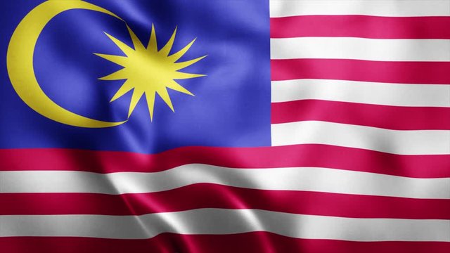  Loop animation of Photo Realistic fabric waving flag of Malaysia Ultra HD 4K Malaysian National Flag