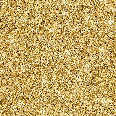 Gold glitter texture. Golden shiny seamless pattern. Luxury abstract design element for print, decor, fabric, textile, wrapping paper, background, wallpaper. Vector illustration