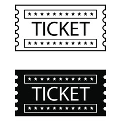 Ticket isolated vector icon set. Movie or theatre coupon illustration sign collection.