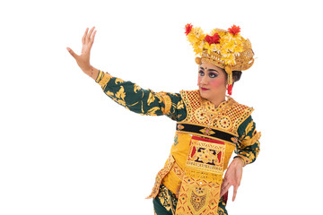 Dancers performing traditional Balinese dance with authentic gesture and attractive costume