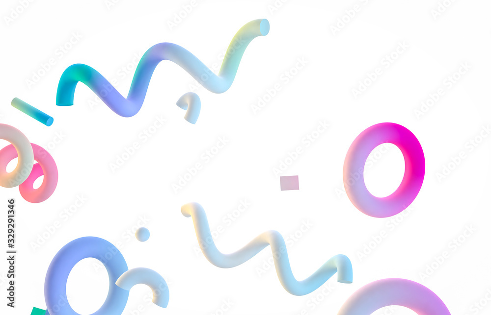 Aufkleber abstract colorful 3d art background. pastel geometric shape form floating on white isolated backgrou