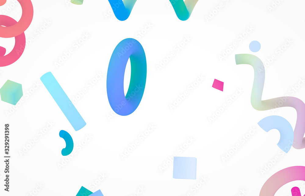 Poster abstract colorful 3d art background. pastel geometric shape form floating on white isolated backgrou