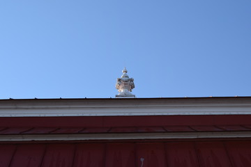 pot on the roof of the building