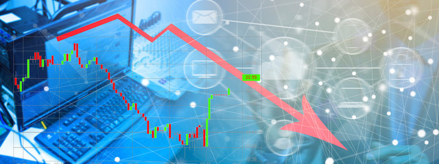 Financial concept. graphs of financial crisis 2020, copy space