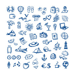 Summer icons set. Travel and tourism.