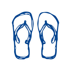 spanking - sketch. rubber slipper - flat illustration on a white background. shoes - stylized drawing