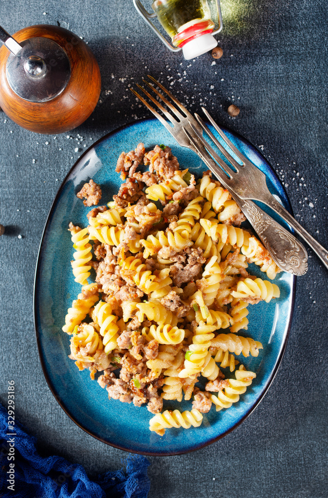 Wall mural pasta with meat