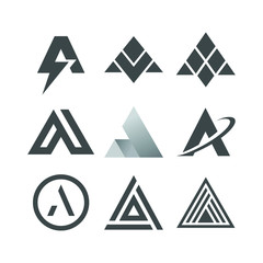Letter A Logo Set Collection Lettermark Monogram - Typeface Type Emblem Character Trademark