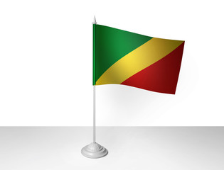 World desk flag waving 3D rendering isolated white background 
