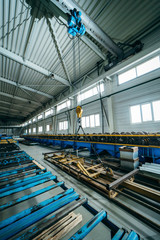 Fototapeta premium Lift on modern thermal insulation sandwich panel production line