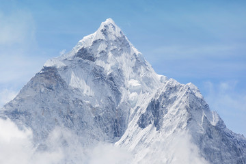Ama Dablam Peak, Nepal. Trek to Everest Base Camp. - obrazy, fototapety, plakaty
