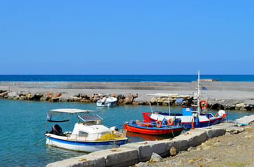 Fototapeta na wymiar Gouves old harbour in Crete