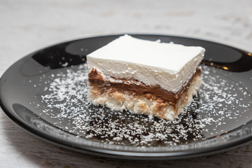 Coconut cake with chocolate cream