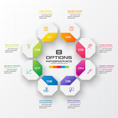 Octagon infographic fot business concept with 8 options,Abstract design element,Vector illustration.