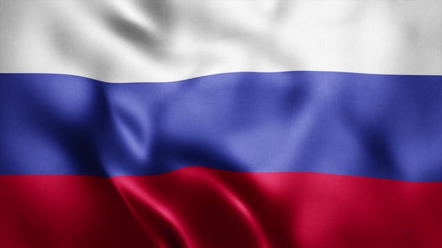 Loop animation of Photo Realistic fabric waving flag of Russia Ultra HD 4K Russian National Flag