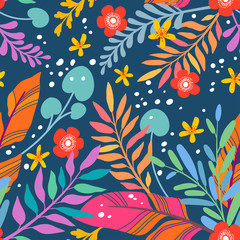 abstract flowers and leaves