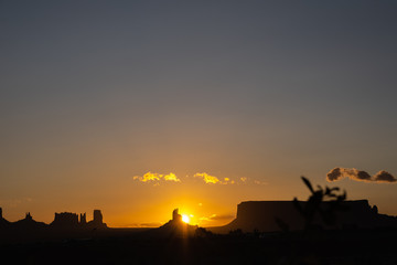 Fototapeta na wymiar sunset on Monunment valley, Navajo tribe national park, USA
