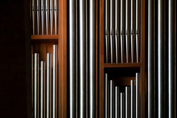 Obraz premium Old organ in Italian church. Travel destination Tuscany, Italy