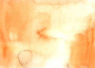 watercolor hand painted background with orange splash