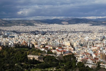 Athens, Greece, partial view of the city from the Acropolis hill