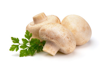 Champignon mushrooms, isolated on white background