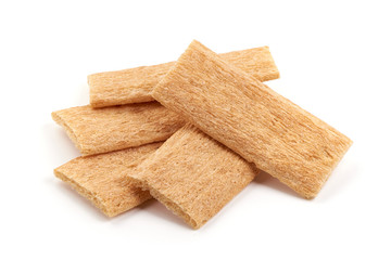 Tasty crispbread, isolated on white background.