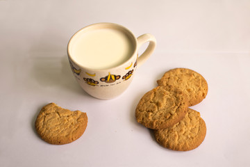 background, baked, bakery, biscuit, bitten cookies, breakfast, brown, chip, closeup, cookie, cuisine, dairy, delicious, dessert, drink, eat, food, fresh, glass, group, healthy, homemade, isolated, mil