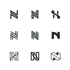 Fototapeta premium Letter N Logo Set Collection Lettermark Monogram - Typeface Type Emblem Character Trademark