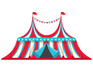 Vintage circus tent. Illustration in cartoon style isolated on white background.