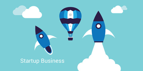 Startup rocket for new business concept