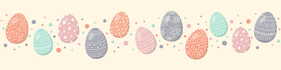 Colourful easter banner with eggs. Vector